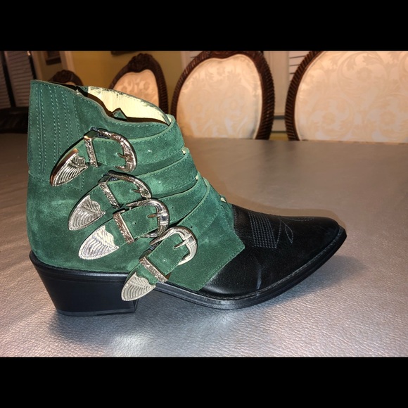 Toga Pulla Green Calf Half Leather Half Suede Boot - Picture 4 of 6